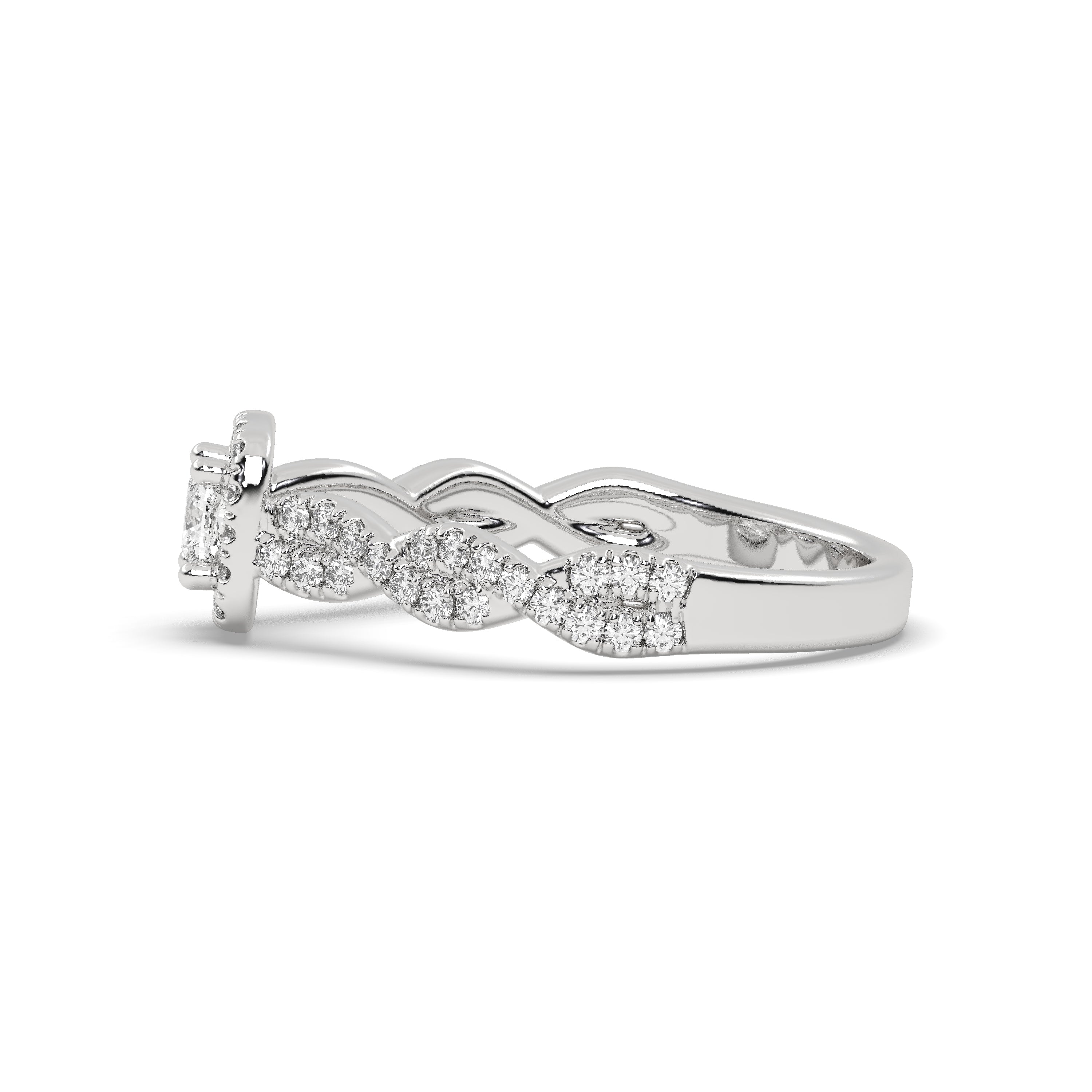 White Gold Studded 1.028Carat Lab Grown Diamond Ring-F Color VS1 Clarity.